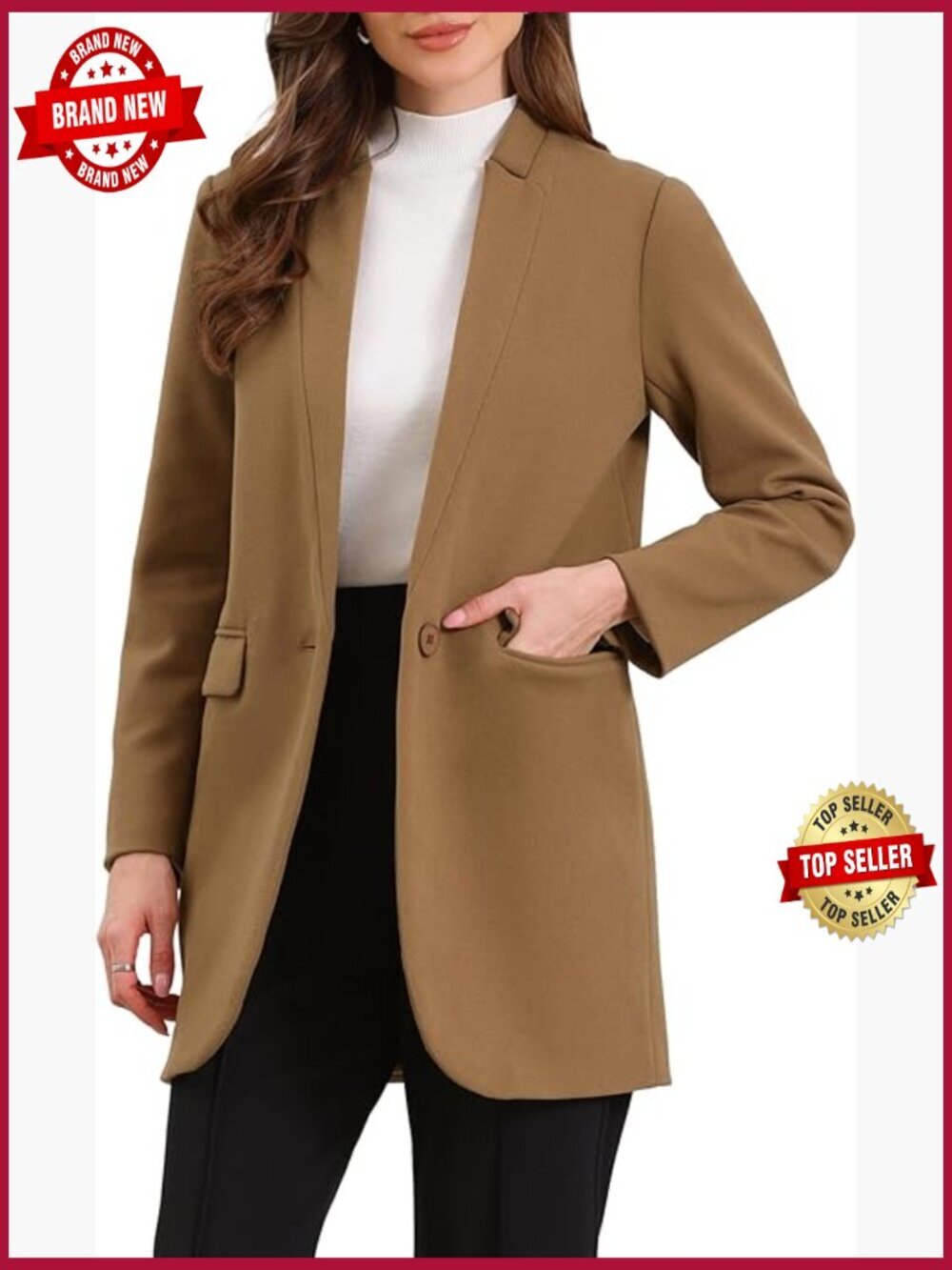 Button Down Notch Collar Dressy Blazer Jacket